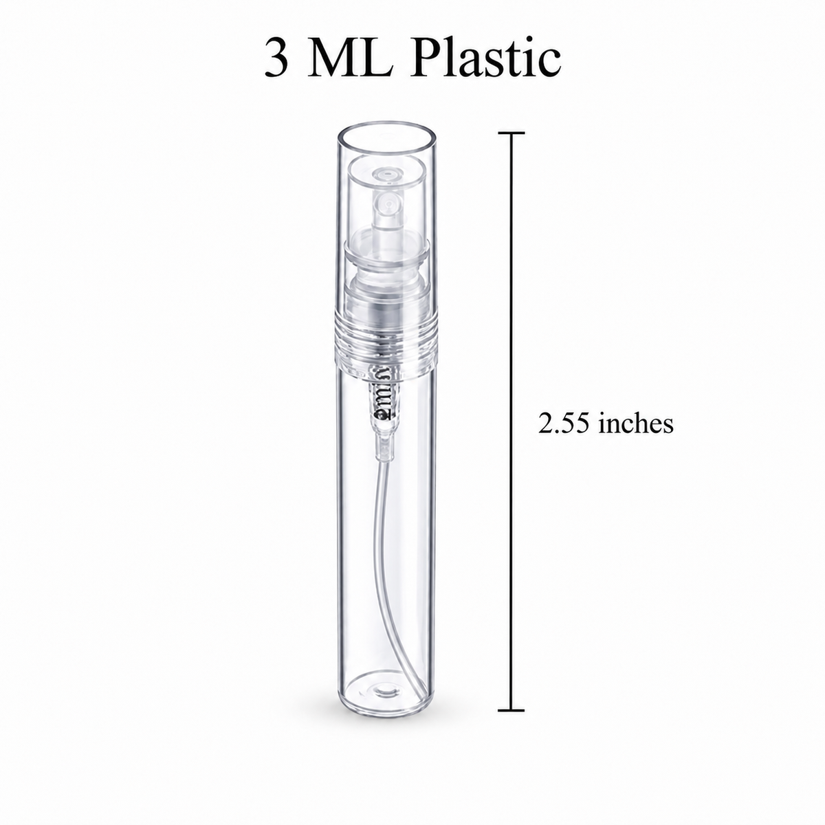 3 ML clear plastic snap cap perfume spray bottle