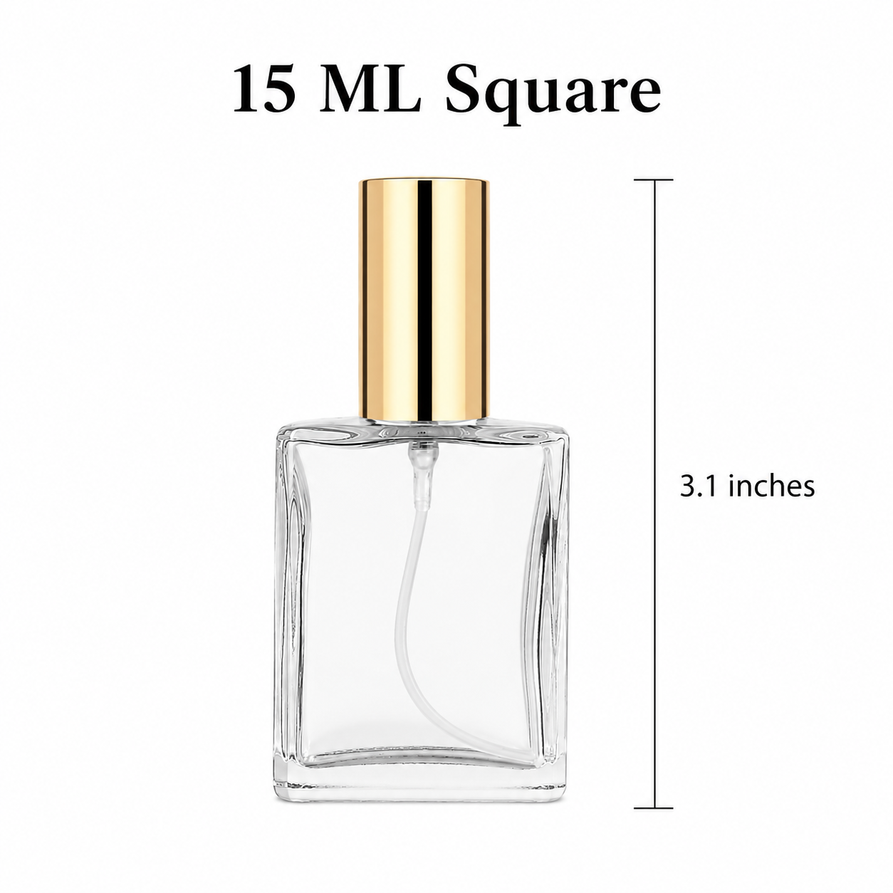 15 ML Square Glass Bottle with Gold Cap
