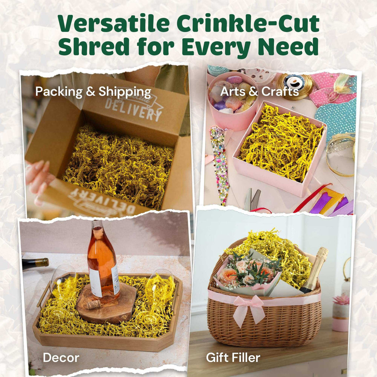 Yellow crinkle paper filler detail