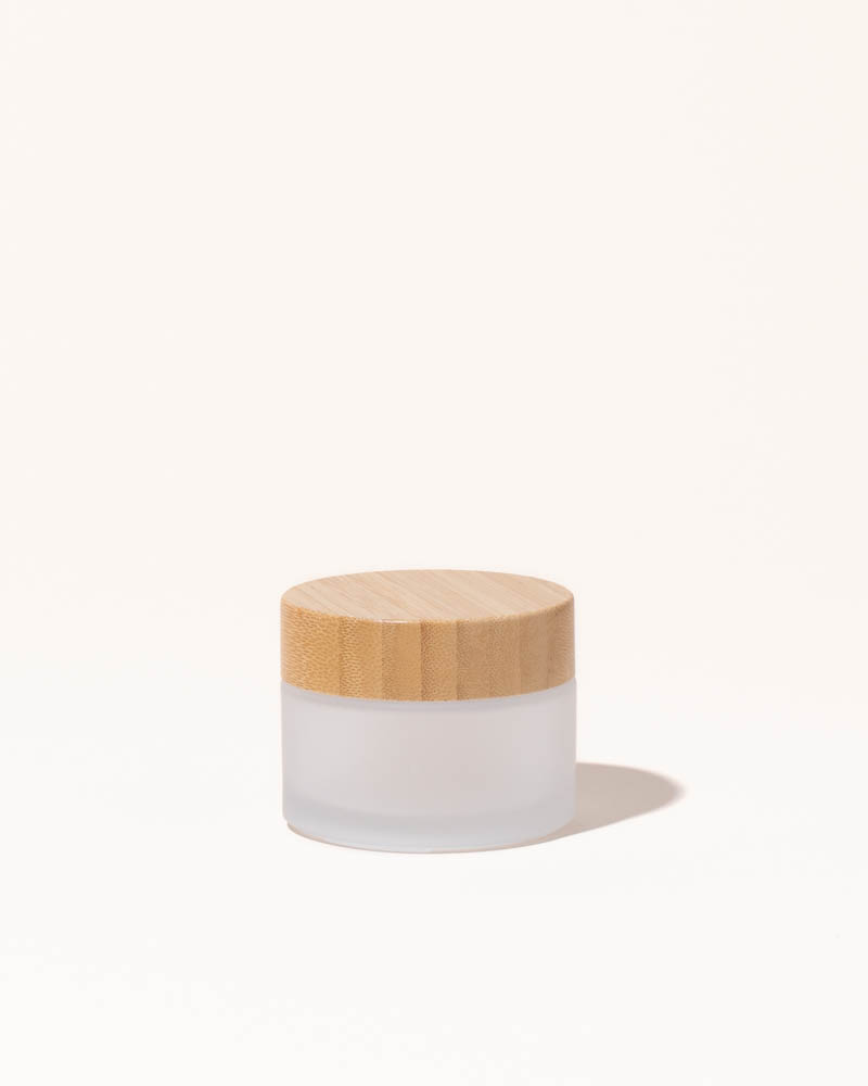 1.7 oz / 50 mL frosted glass and bamboo jar