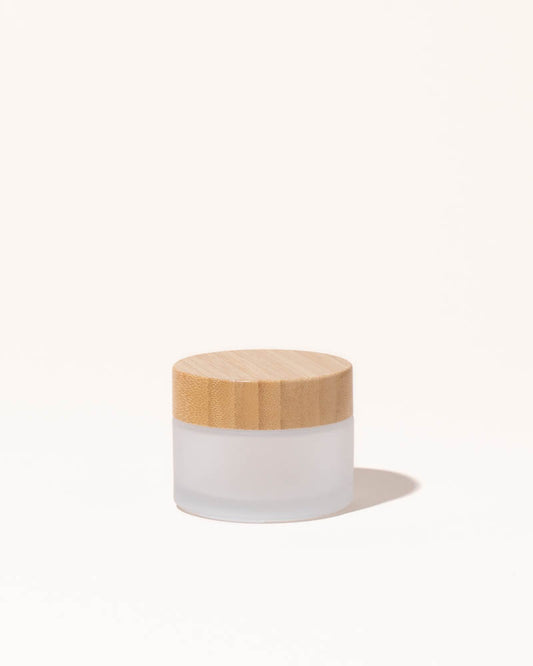 1.7 oz / 50 mL frosted glass and bamboo jar