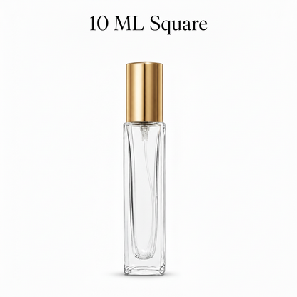 10 ML square glass perfume spray bottle with gold screw-on top