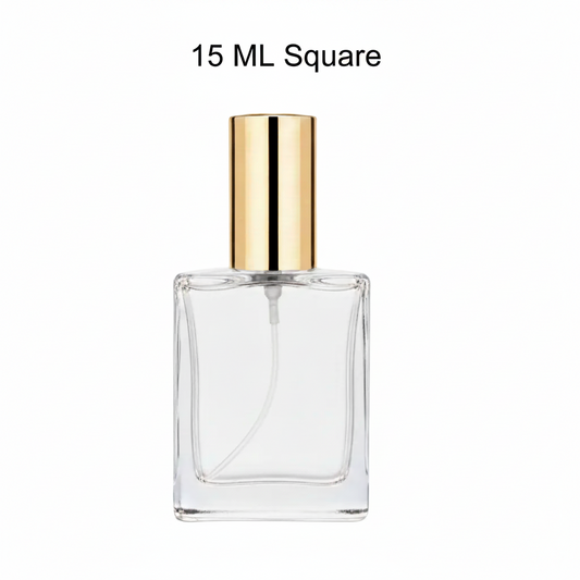 15 ML square glass perfume spray bottle with gold cap