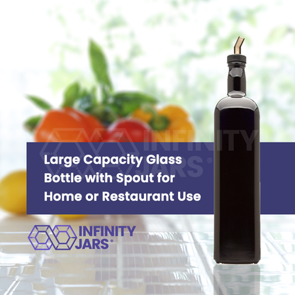 1 L Square Glass Bottle with Oil Spout