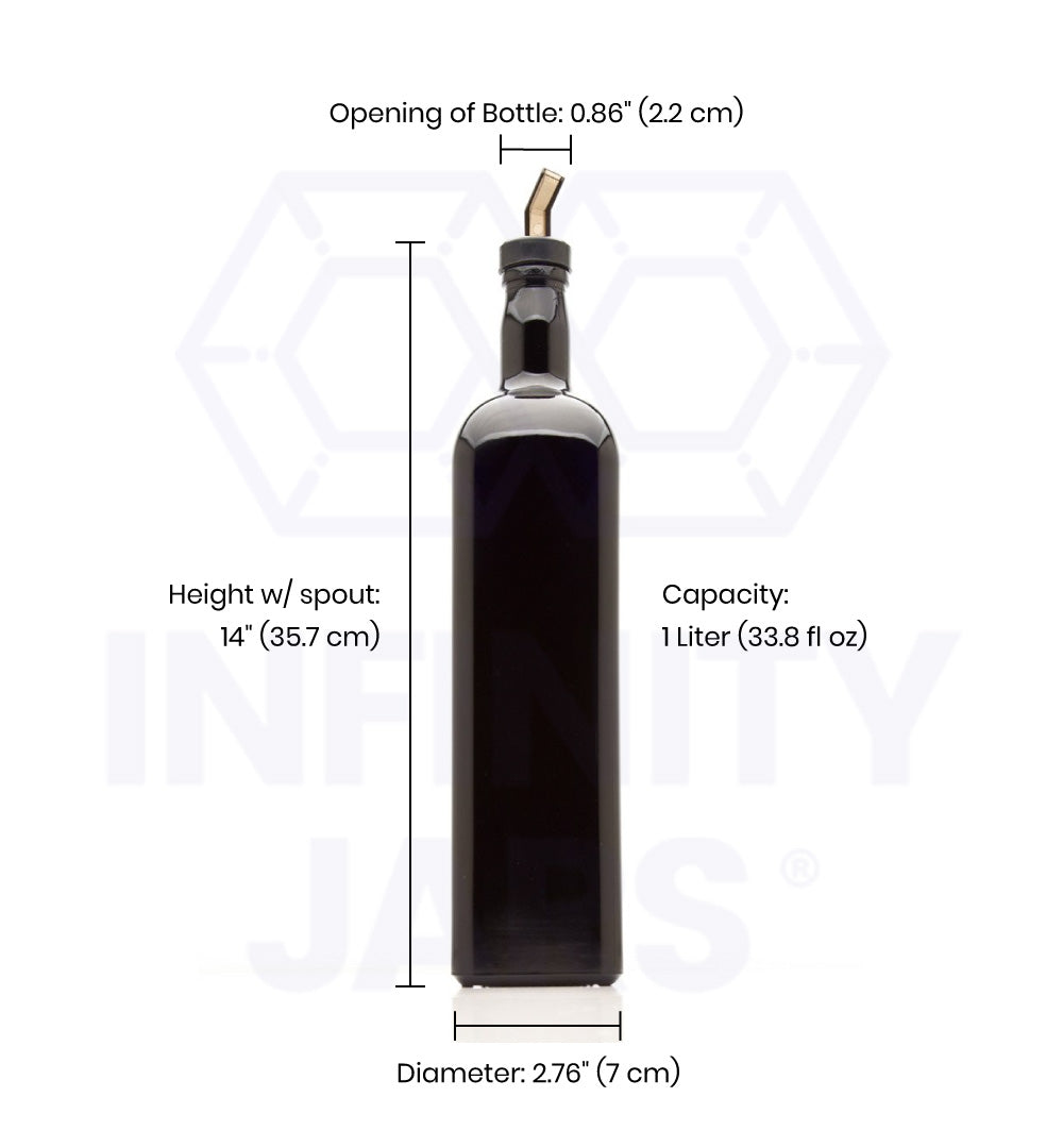 1 L Square Glass Bottle with Oil Spout