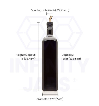 1 L Square Glass Bottle with Oil Spout