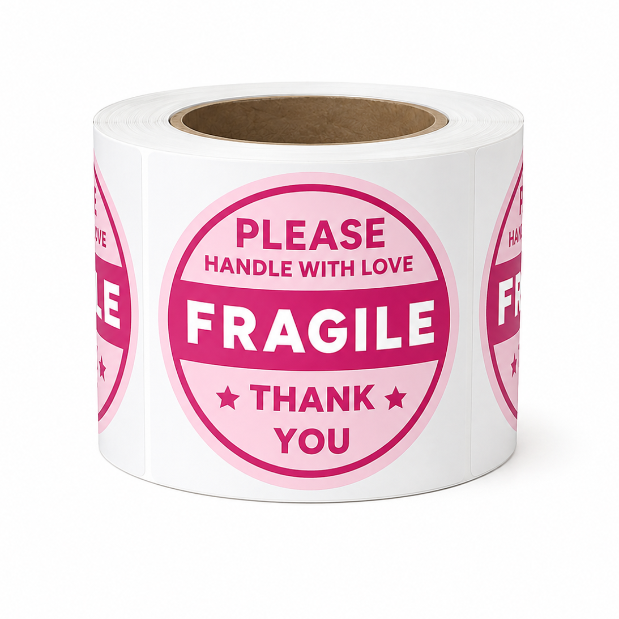 2 Inch Pink Fragile Stickers – 300 Count Roll