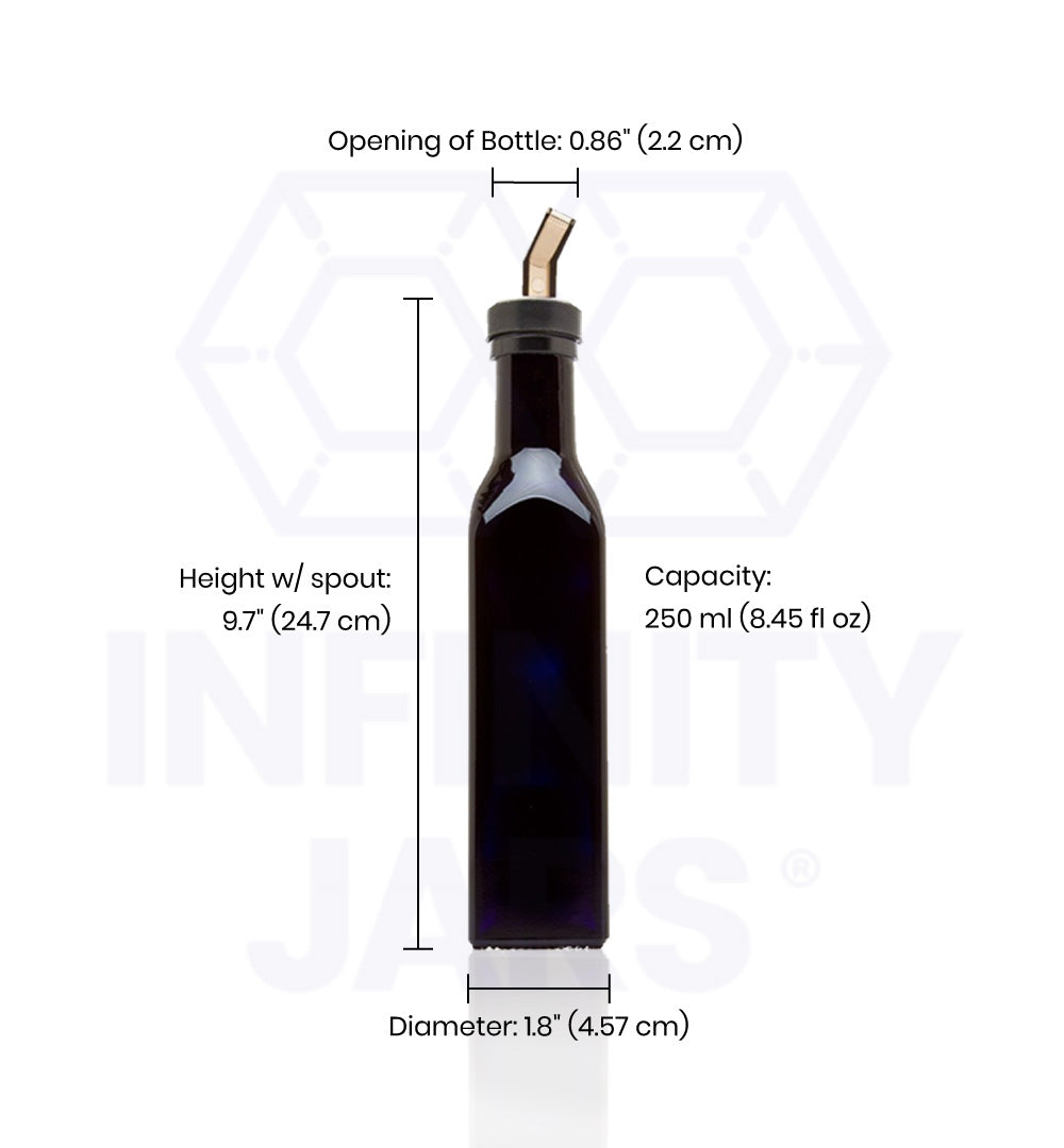 250 ML Square Glass Bottle with Oil Spout