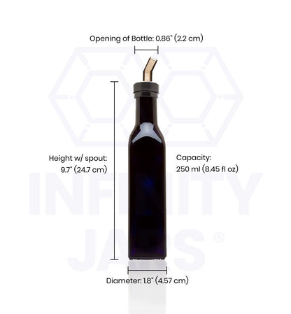 250 ML Square Glass Bottle with Oil Spout