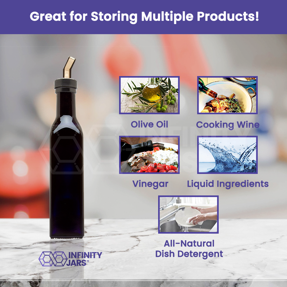 250 ML Square Glass Bottle with Oil Spout