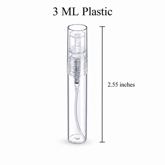 3 ML clear plastic snap cap perfume spray bottle