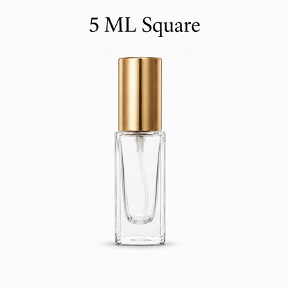 5 ML square glass perfume spray bottle with gold screw-on top