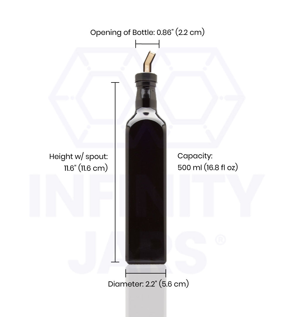 500 ML Square Glass Bottle with Oil Spout