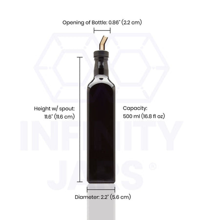 500 ML Square Glass Bottle with Oil Spout
