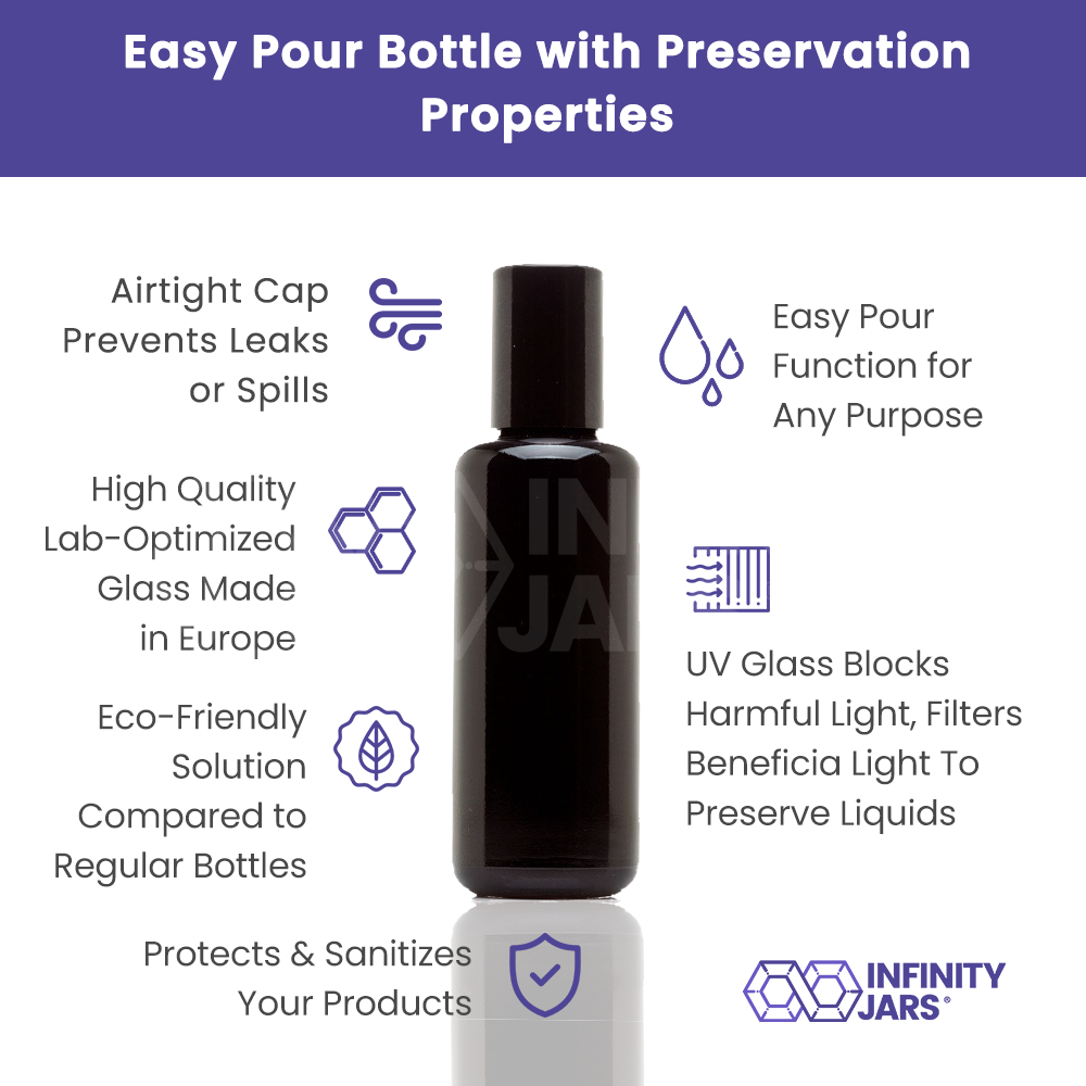 50 ML Childproof Easy Pour Screw Top Glass Bottle