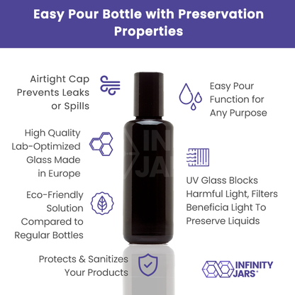 50 ML Childproof Easy Pour Screw Top Glass Bottle