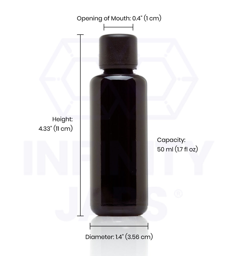 50 ML Childproof Easy Pour Screw Top Glass Bottle