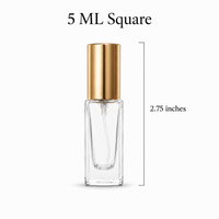 5 ML Square Glass Bottle with Gold Cap