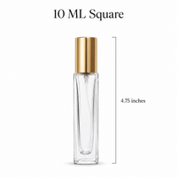 10 ML Square Glass Bottle with Gold Cap