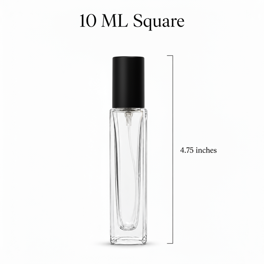 10 ML Square Glass Bottle with Black Cap