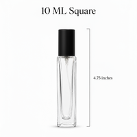 10 ML Square Glass Bottle with Black Cap