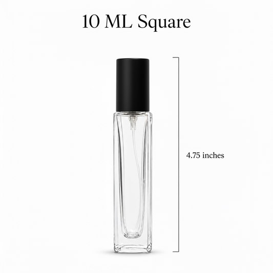 10 ML Square Glass Bottle with Black Cap