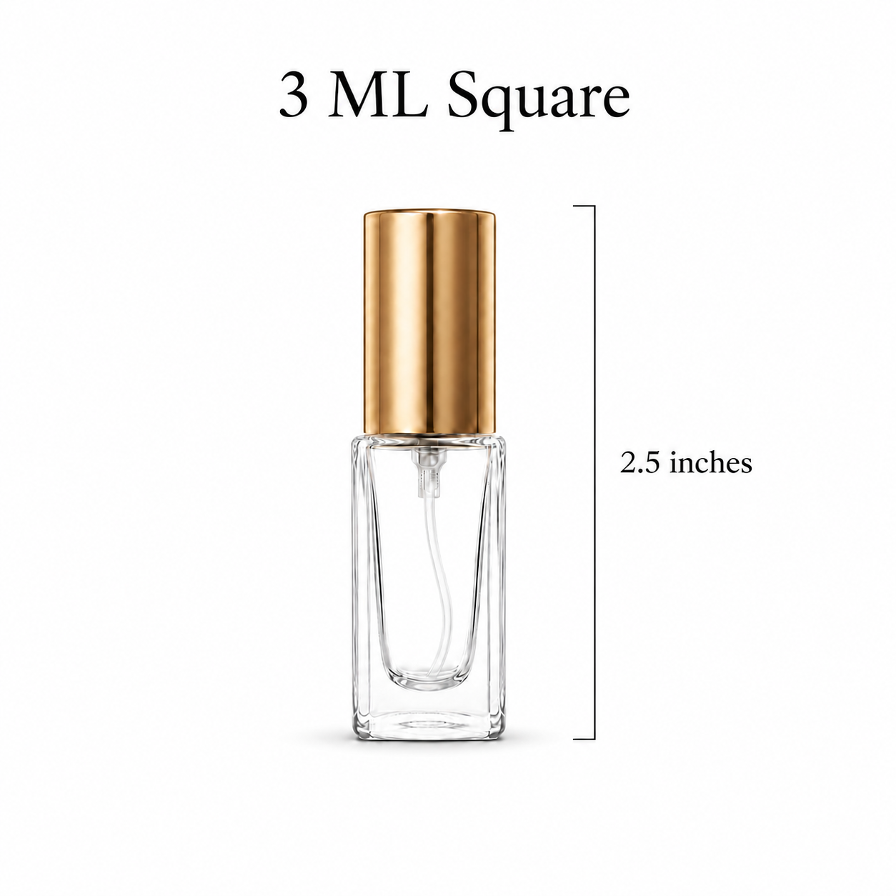 3 ML Square Glass Bottle with Gold Cap