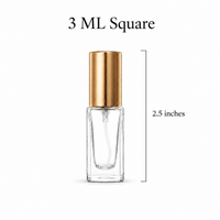3 ML Square Glass Bottle with Gold Cap