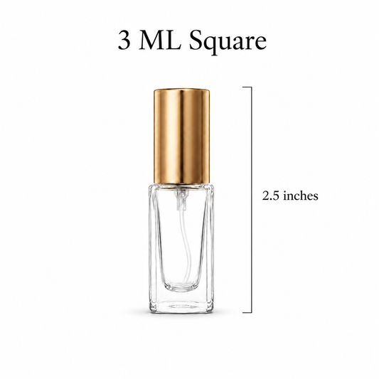 3 ML Square Glass Bottle with Gold Cap