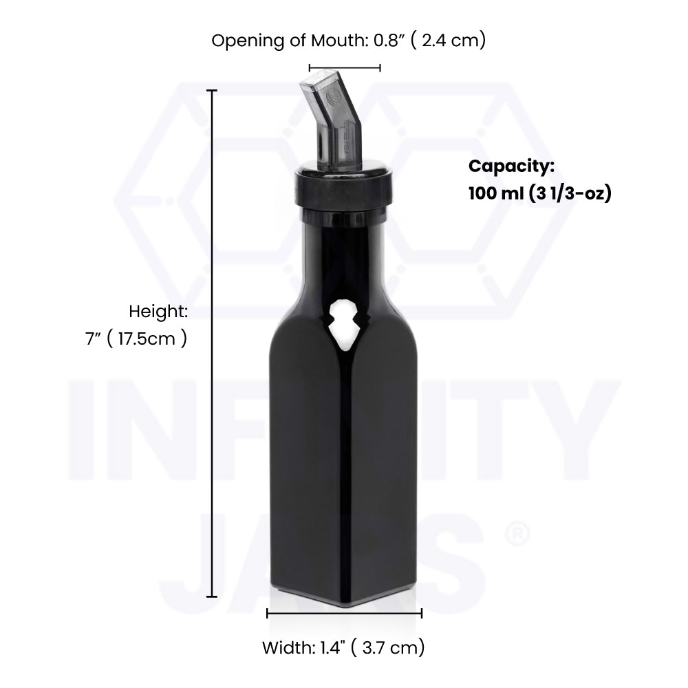 100 ML Square Glass Bottle with Oil Spout