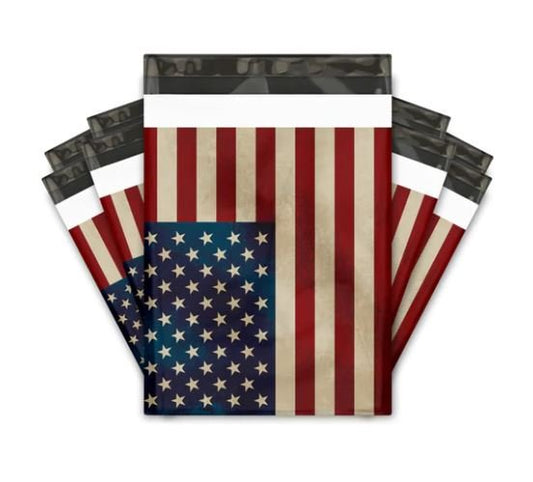 American flag 10 by 13 inch poly mailers
