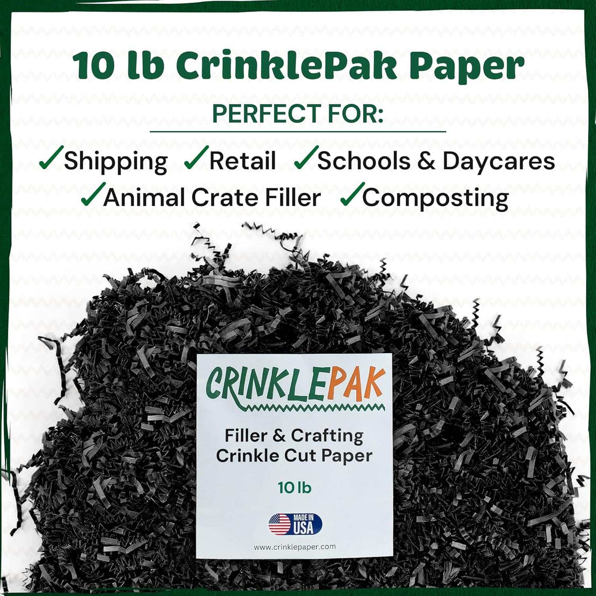 Black crinkle paper filler detail