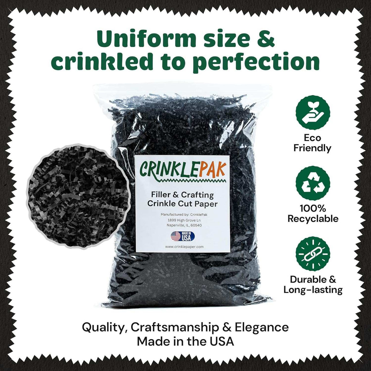 Black crinkle paper used as package filler