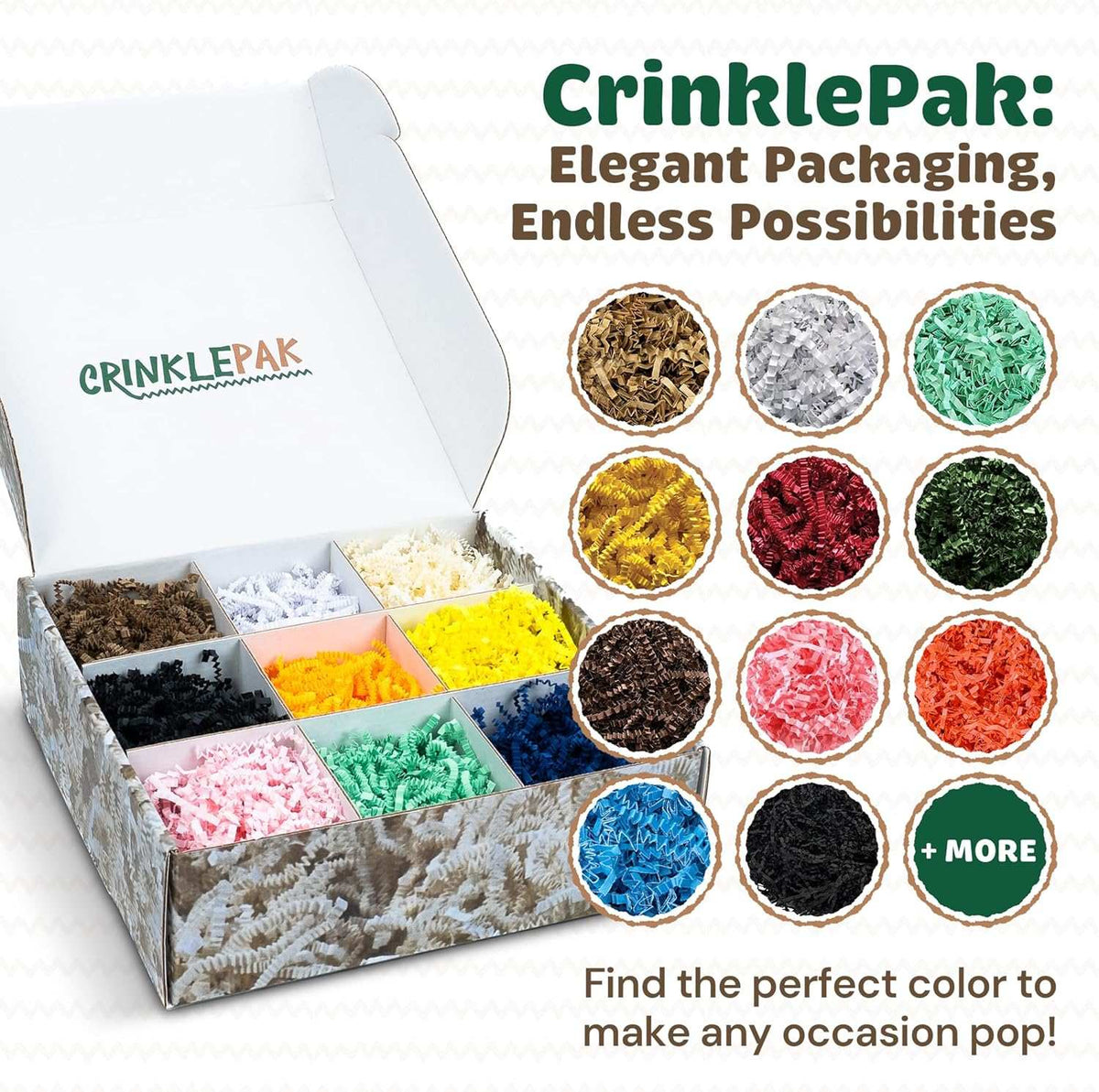 Black crinkle paper packaging reference