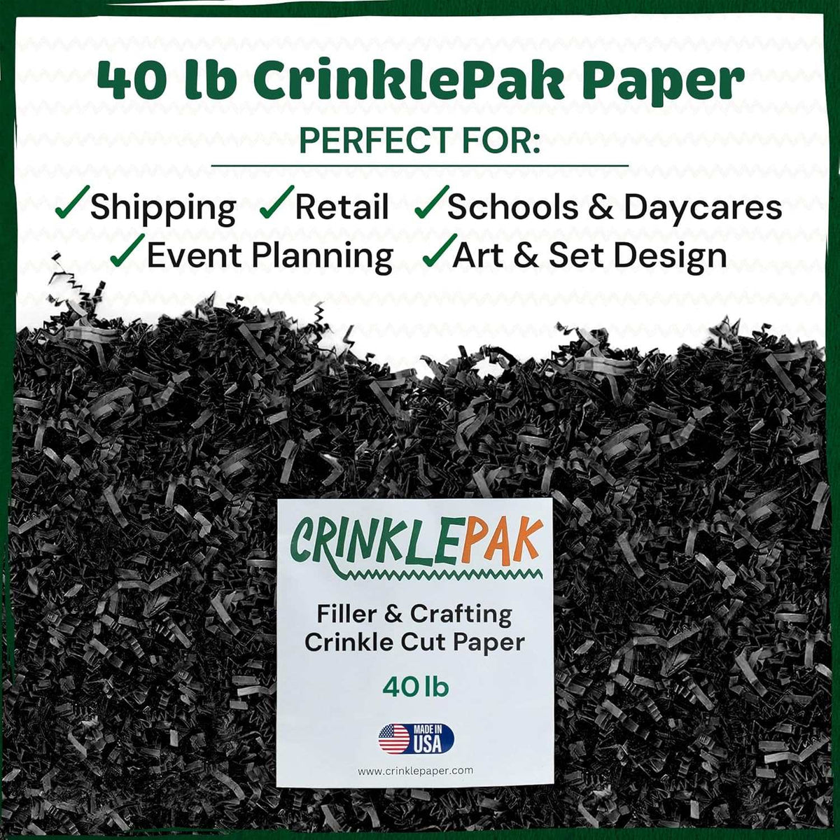 Black crinkle paper filler detail