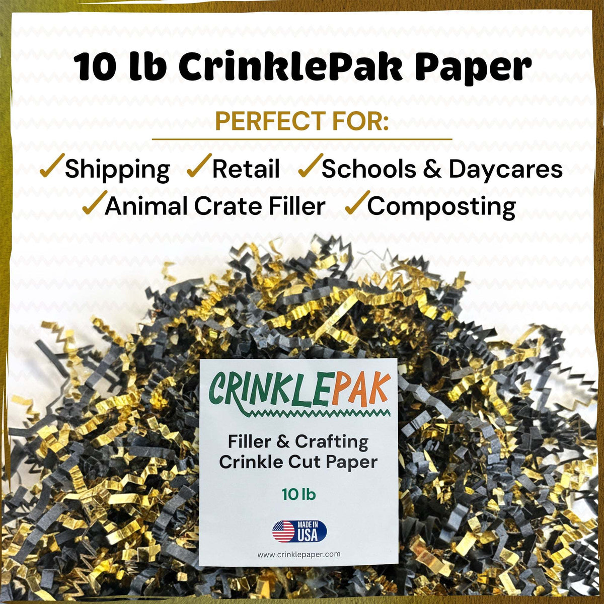 Black and gold metallic crinkle paper filler
