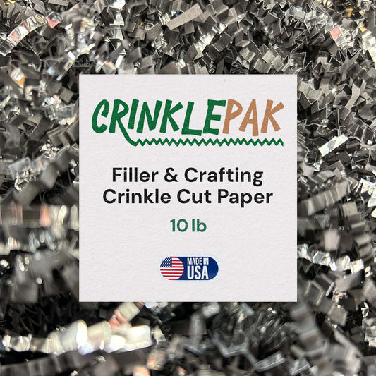 Black and silver metallic crinkle paper, 10 lb