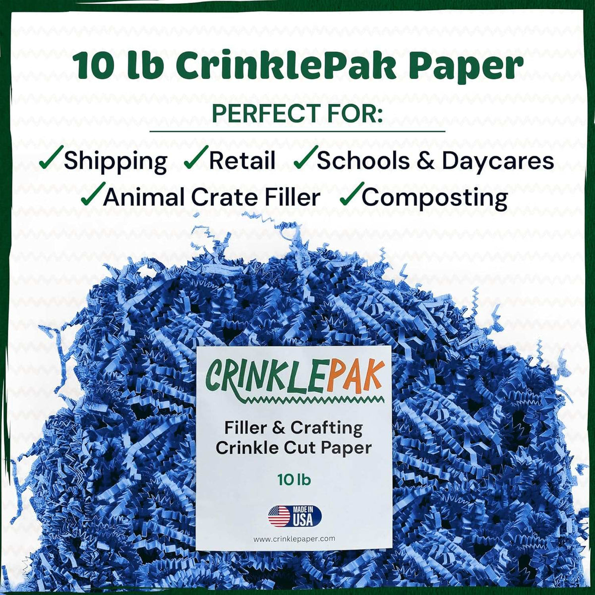 Blue crinkle paper filler detail