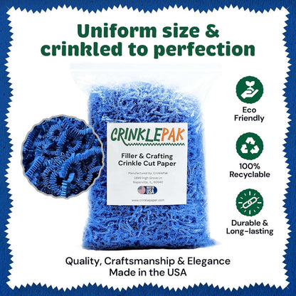 Blue crinkle paper packaging reference