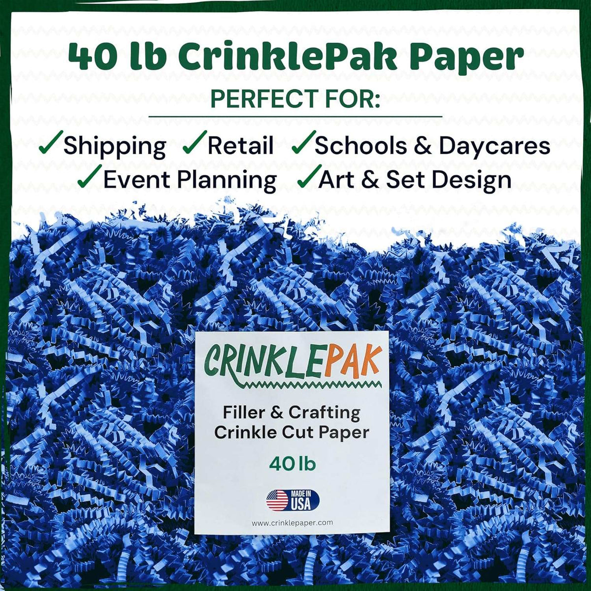 Blue crinkle paper filler detail