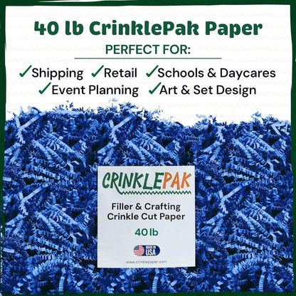 Blue crinkle paper filler detail