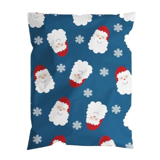 Blue Santa Christmas 10 by 13 inch poly mailers