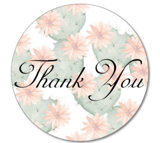 Cactus blossom 2.5-inch thank-you stickers