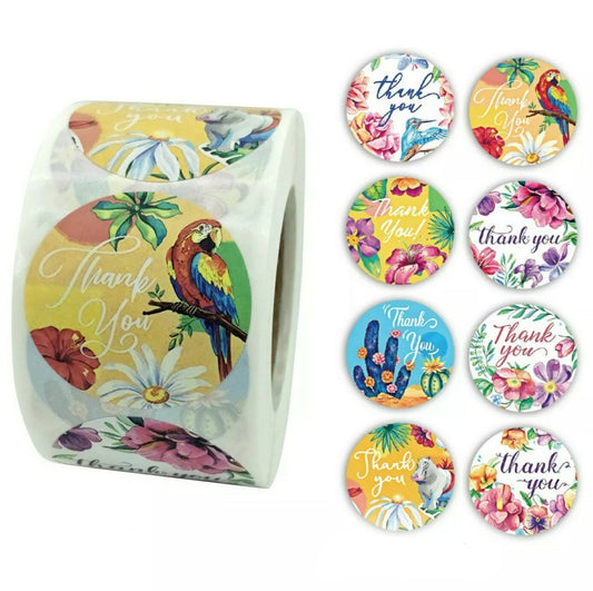 1.5-inch cactus and jungle thank-you stickers