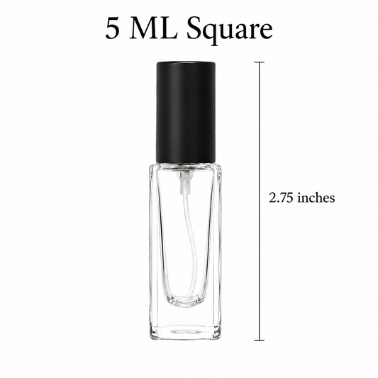 5 ML Square Glass Bottle with Black Cap