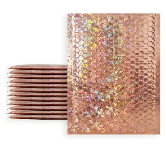 Champagne metallic 5 by 9 inch bubble mailers