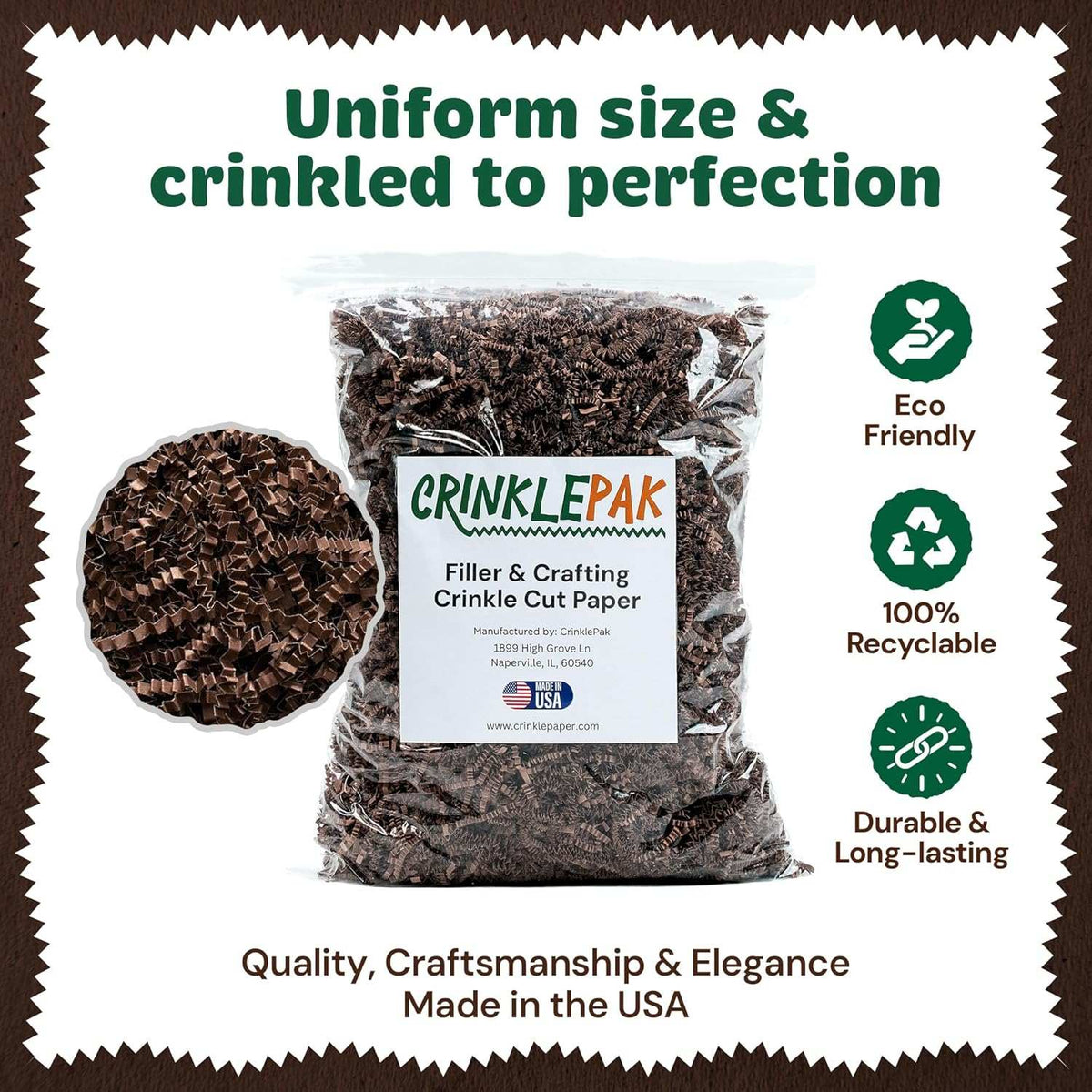 Chocolate crinkle paper packaging presentation
