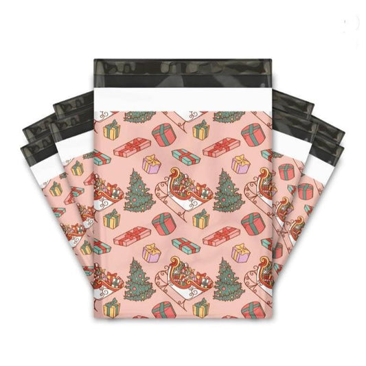 Christmas sleigh 10 by 13 inch poly mailers