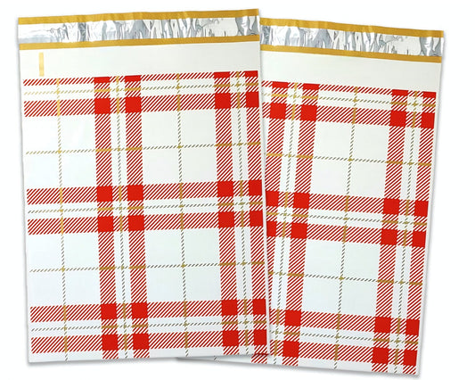 Colorful plaid 10 by 13 inch poly mailers