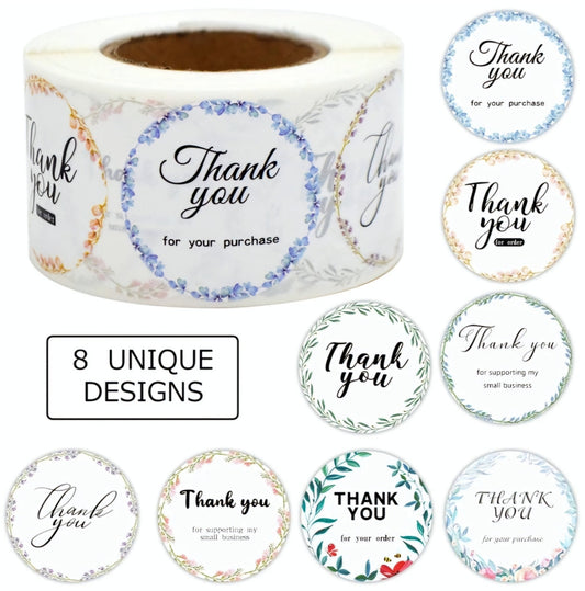 Colorful round 1.5-inch thank-you stickers